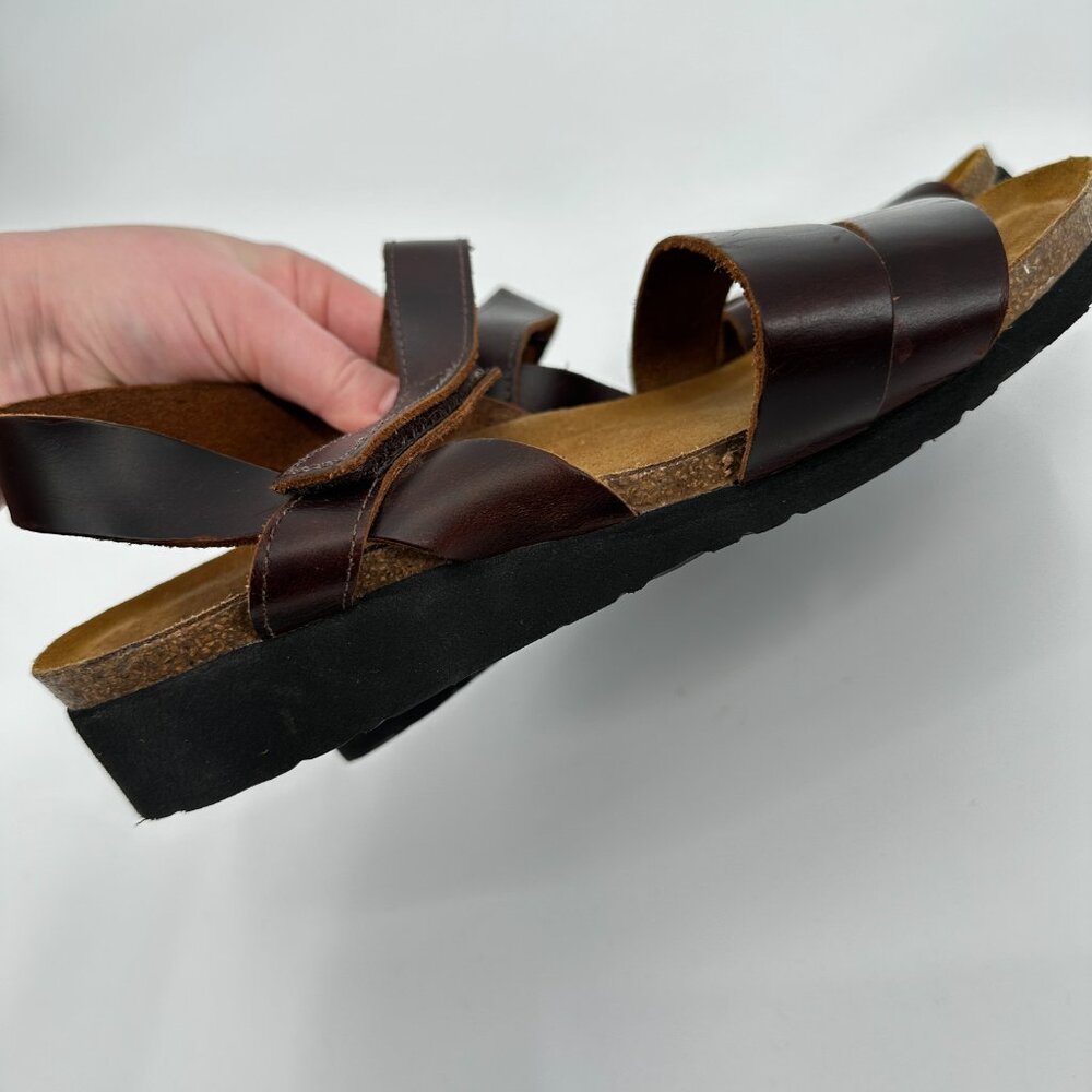 Naot Brown Leather Crossover Strap Sandals - Picture 4 of 5